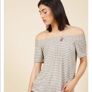 Like new ModCloth off the shoulder striped top